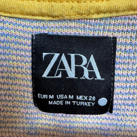 Zara Pink Blue Yellow Oversized Jacquard Buttoned Sweater Vest. Size M - Picture 4 of 6